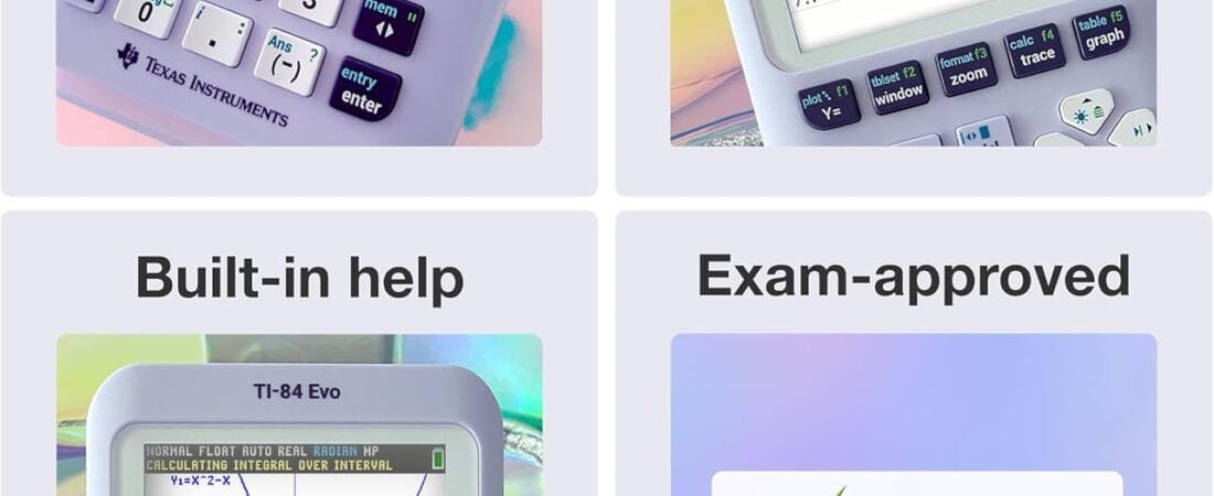 TI-84 Evo Αριθμομηχανή Γραφημάτων Texas Instruments, Λεβάντα | Διαισθητική αρχική οθόνη που βασίζεται σε εικονίδια, φόρτιση USB-C, προγραμματισμός Python, ταχύτερη απόδοση, μεγαλύτερα γραφήματα από το TI-84 Plus CE