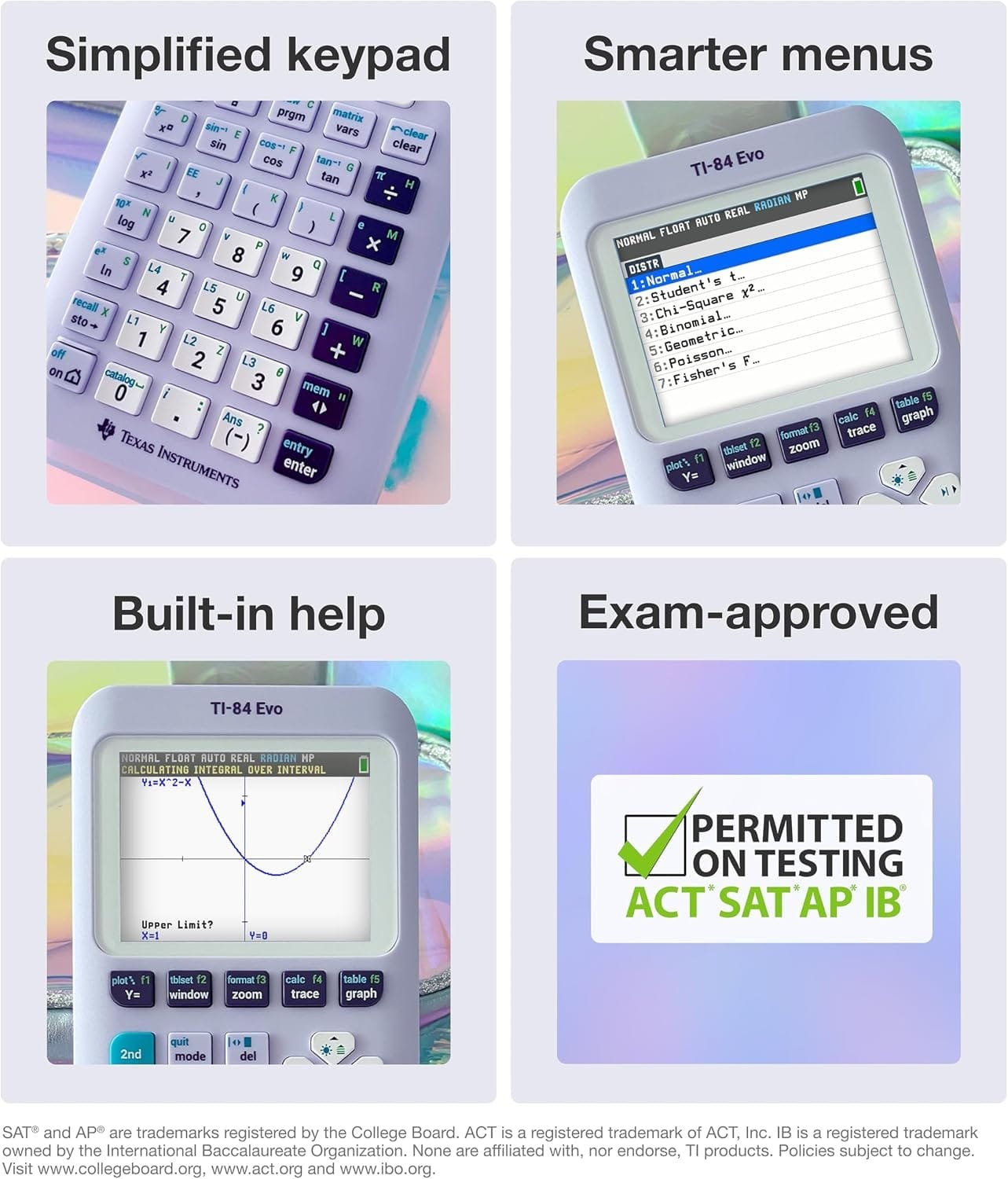 TI-84 Evo Αριθμομηχανή Γραφημάτων Texas Instruments, Λεβάντα | Διαισθητική αρχική οθόνη που βασίζεται σε εικονίδια, φόρτιση USB-C, προγραμματισμός Python, ταχύτερη απόδοση, μεγαλύτερα γραφήματα από το TI-84 Plus CE