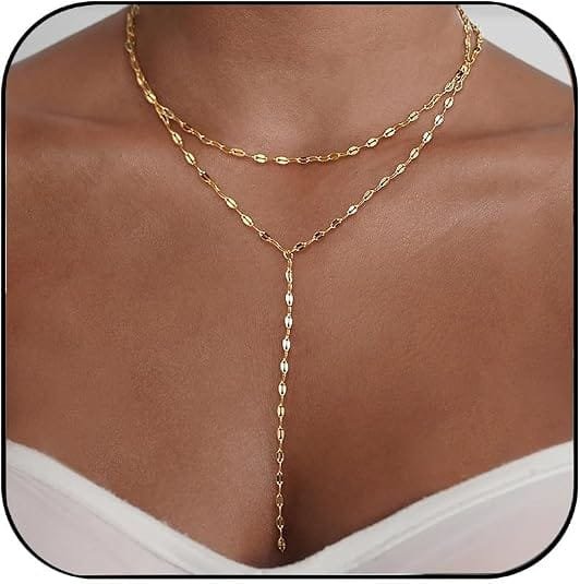Gold Necklace for Women, Dainty Long Necklace 14k