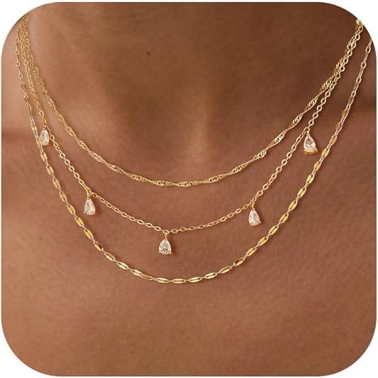 Layered Necklaces for Women, Dainty Gold