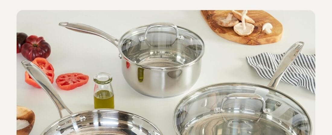 Steel Cookware Set, 5-Piece, All Cooktop Friendly, Dishwasher-Safe, Induction Compatible